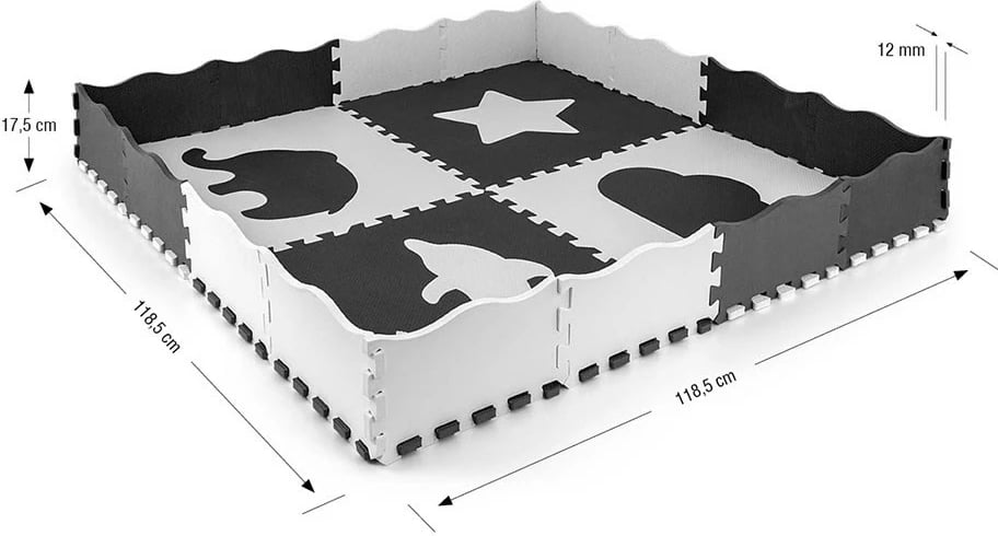 Tapet puzzle prej shkumës, Milly Mally Jolly 2x2, 148.5 x 148.5 cm, trashësi 1.2 cm, 24 copë, gri
