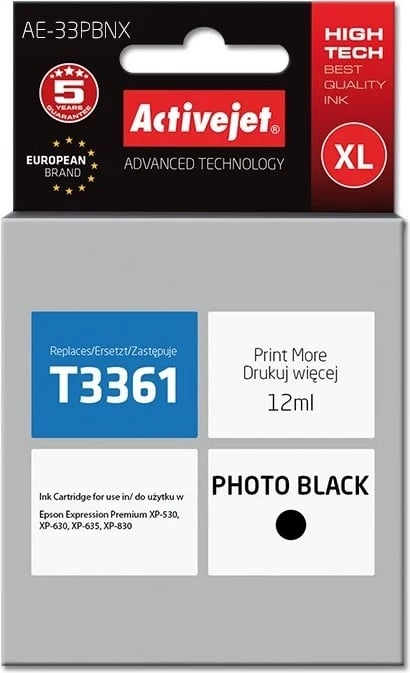 Ngjyrë zëvendësuese Activejet AE-33PBNX për printer Epson, 12 ml