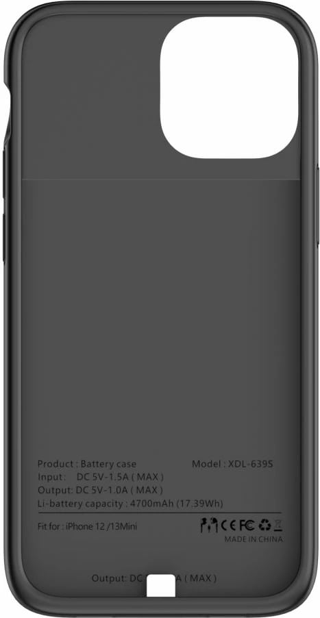 Mbështjellës me powerbank Tech-Protect PowerCase për iPhone 12 mini / 13 mini, 4700mAh, zi