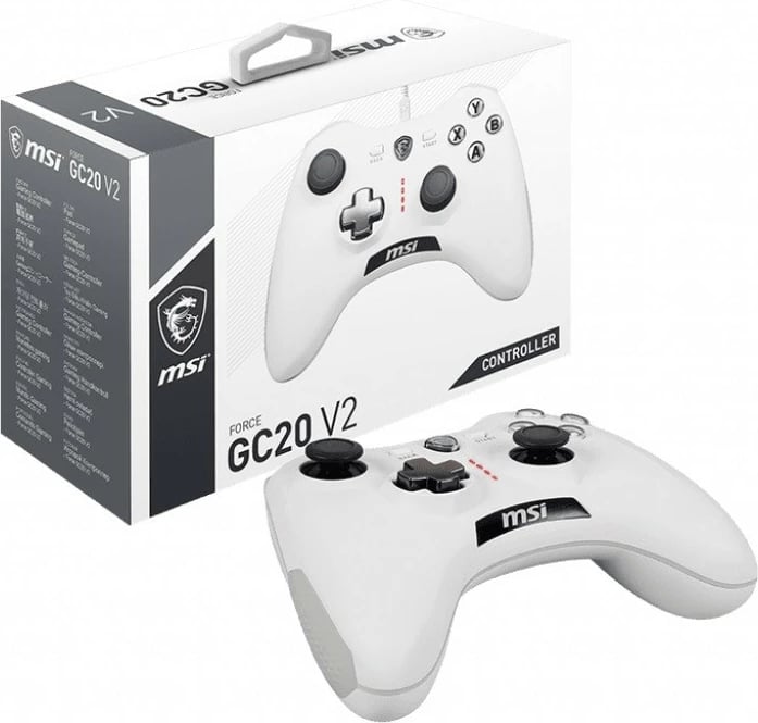 Gamepad MSI Force GC20 V2, me kabllo, për PC/Android, Bardhë