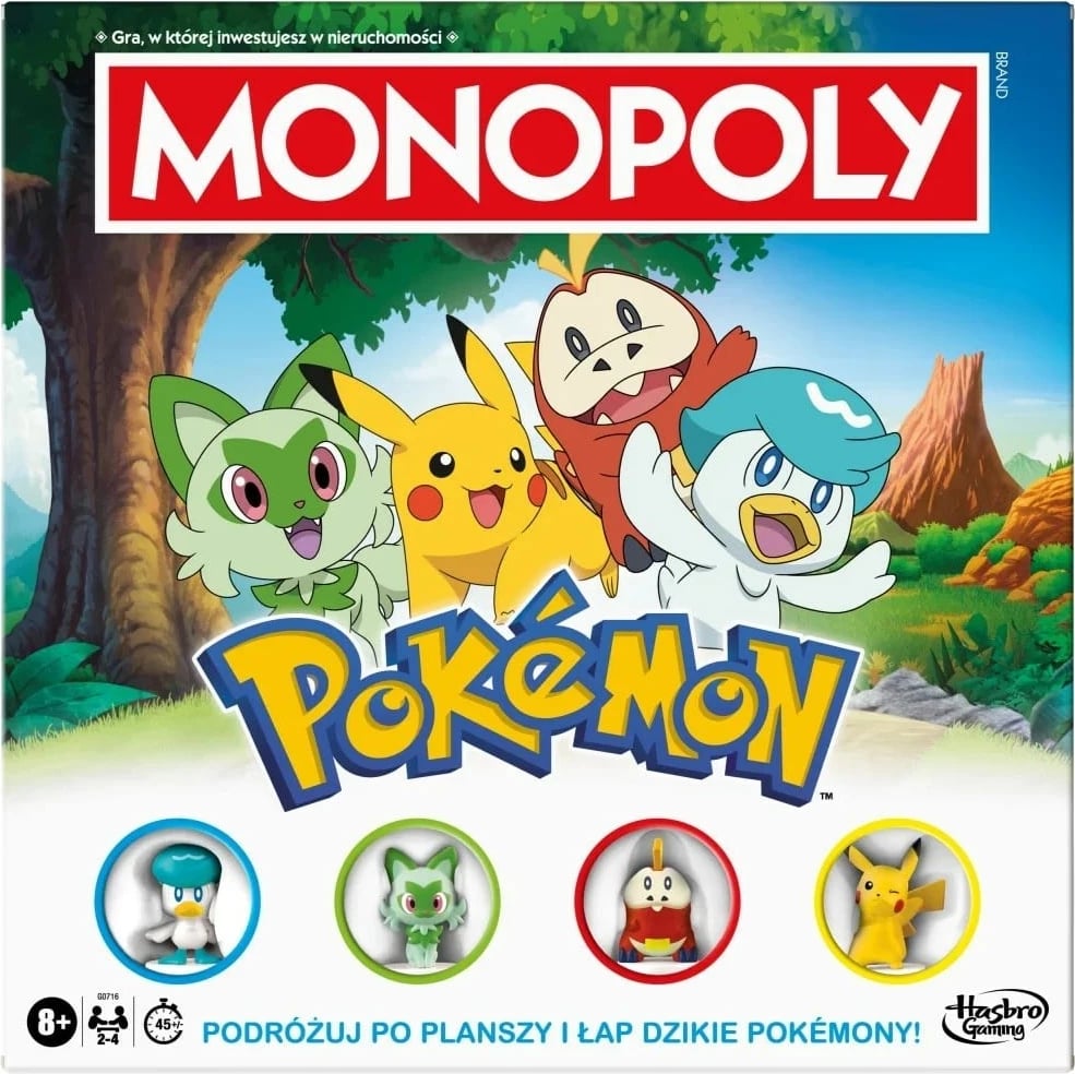 Lojë tavoline Hasbro Monopoly Pokémon, G0716, për 2-4 lojtarë, Edicioni Polak