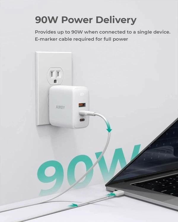 Karikues muri AUKEY PA-B6S Omnia Mix, 90W, 3xUSB (2xUSB-C + 1xUSB-A), i bardhë