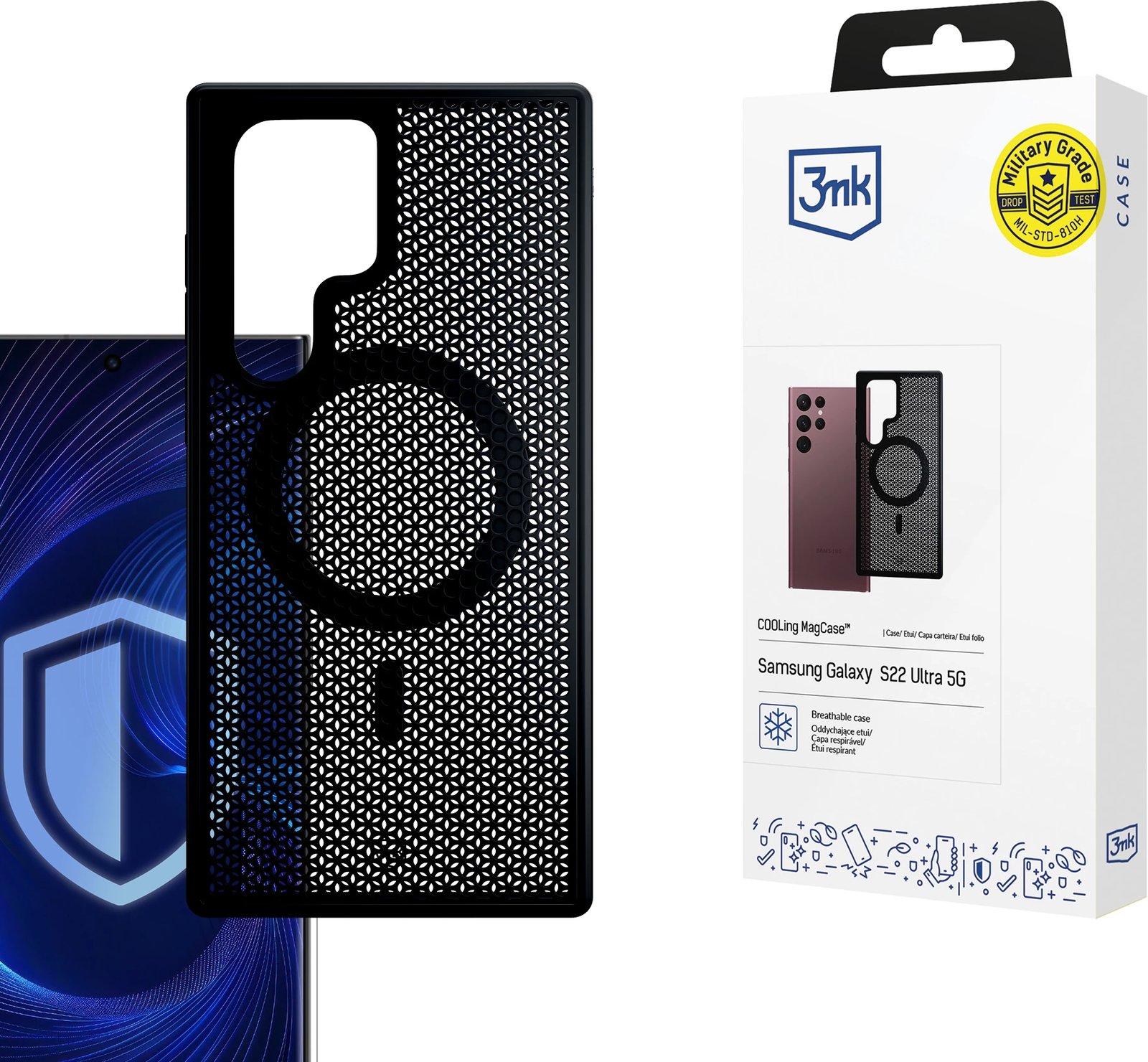 Mbështjellës 3mk COOLing MagCase për Samsung Galaxy S22 Ultra 5G, i zi