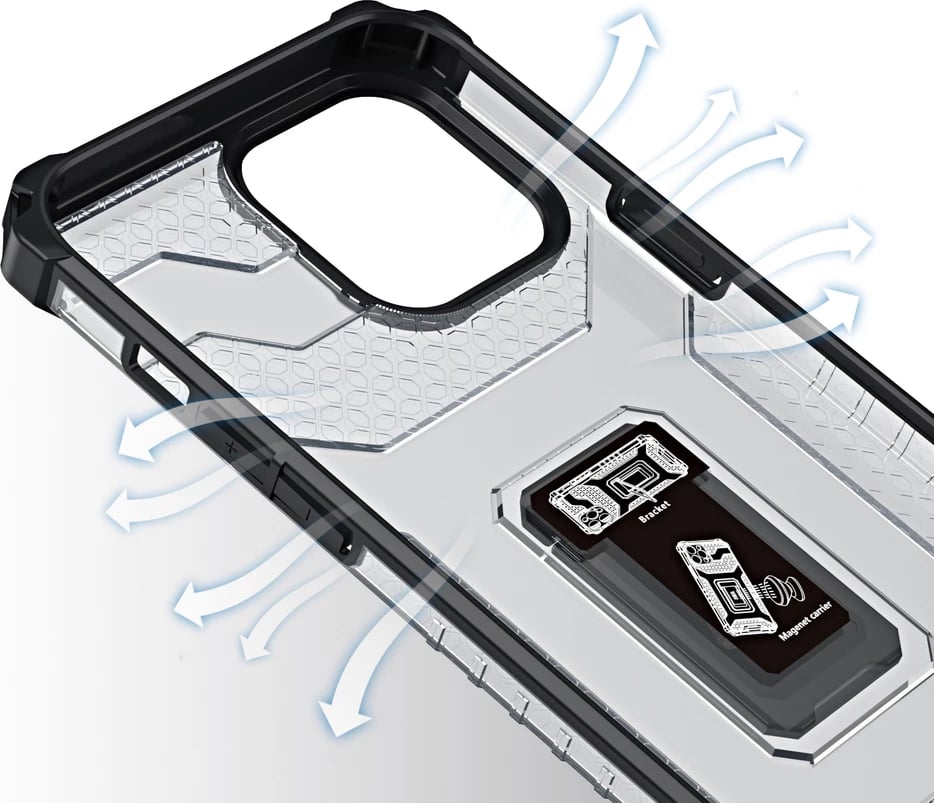 Mbështjellës Hurtel Crystal Ring Case me kickstand për iPhone 13 Pro, e zezë