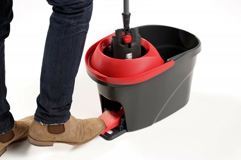Mop i sheshtë Vileda Ultramat Turbo XL 161023, me kovë, 42 cm, Kuq e zi, set