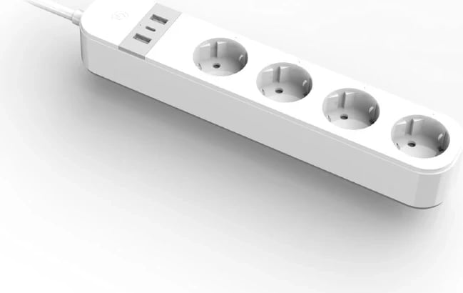 Shirit elektrik i mençur Gembird TSL-PS-S4U-01-W, 4 dalje AC, 1.5 m, 3880 W, Bardhë