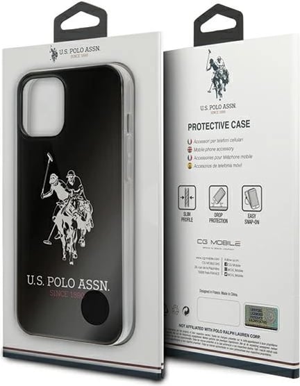 Mbështjellës U.S. Polo Assn. Shiny Big Logo për iPhone 12 / 12 Pro 6.1", i zi