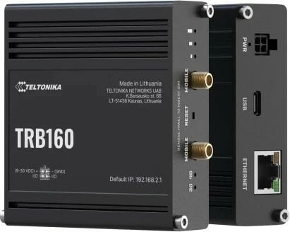 Gateway LTE Kasë Teltonika TRB160, 1x Ethernet, USB Type-C, i zi