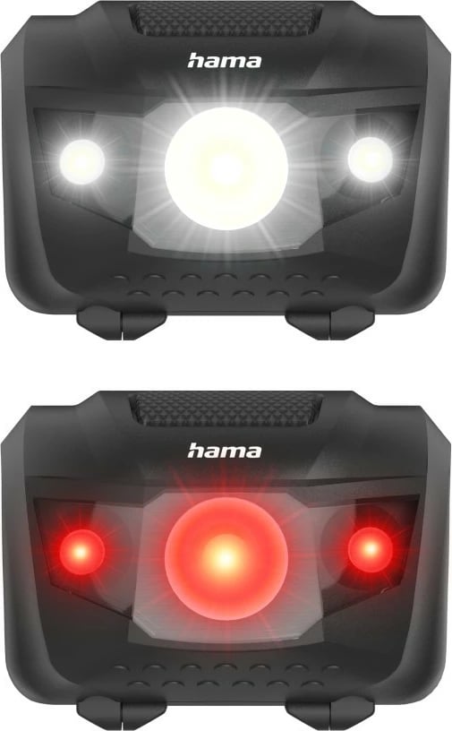 Fener koke, Hama HL200, 200 lm, 4 mënyra drite, IP44, me bateri AAA, e zezë