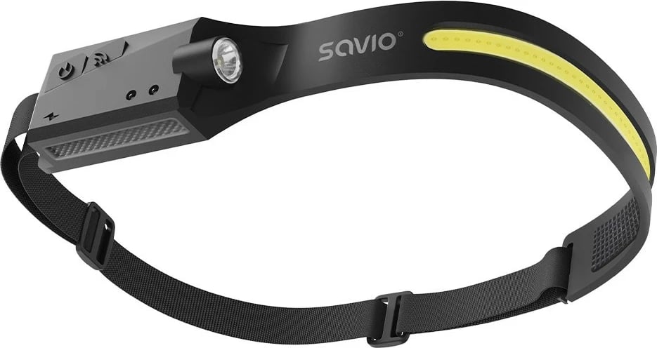 Llambë koke Savio FL-02, LED, 350 lm, sensor lëvizjeje, USB-C, e zezë