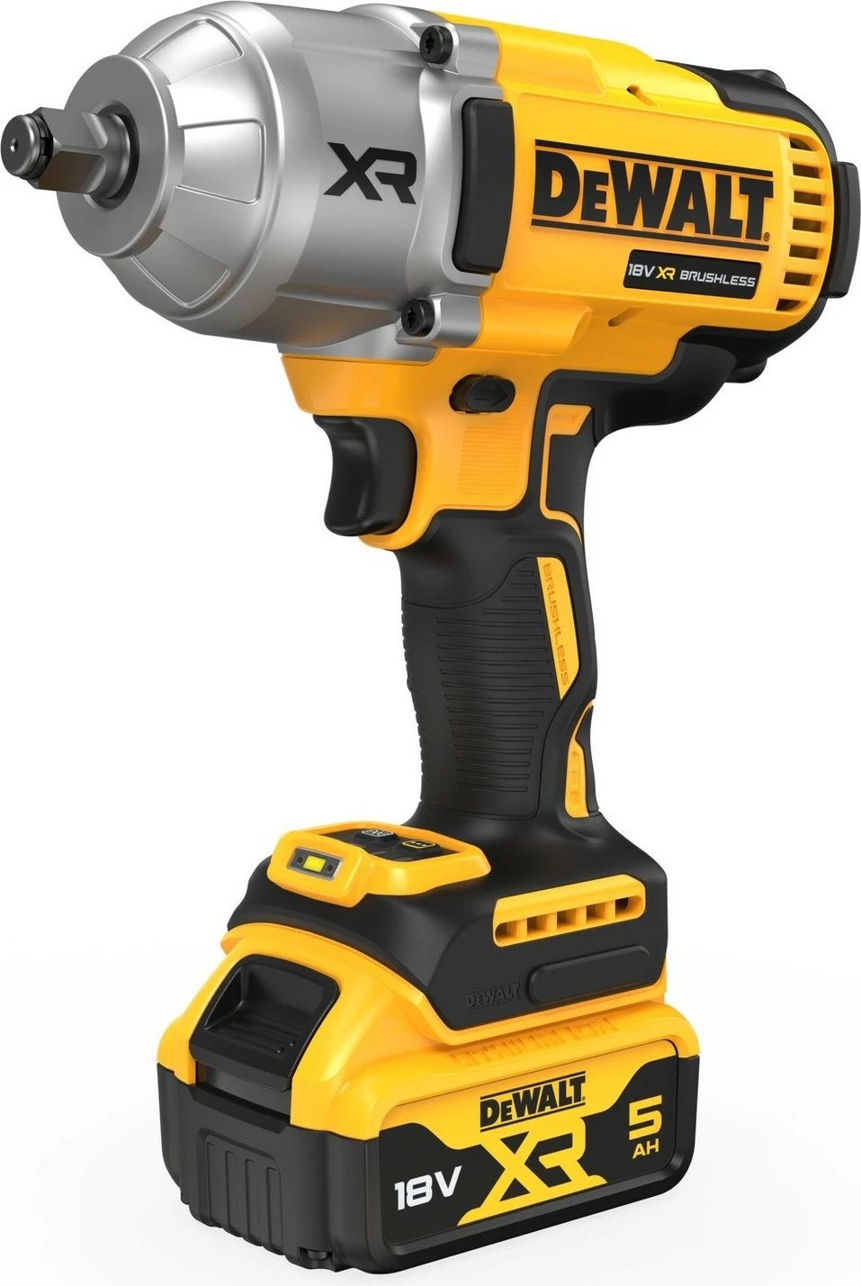 Çelës goditës DeWALT DCF900P2T-QW, brushless, 1/2", 18V, 5Ah, zi/verdhë