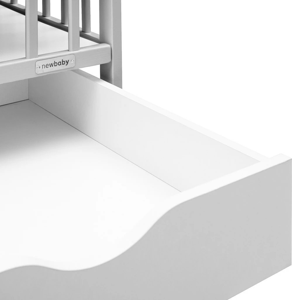Krevat bebe me sirtar, New Baby LILLY, 120x60 cm, dru pishe, 3 nivele baze, gri