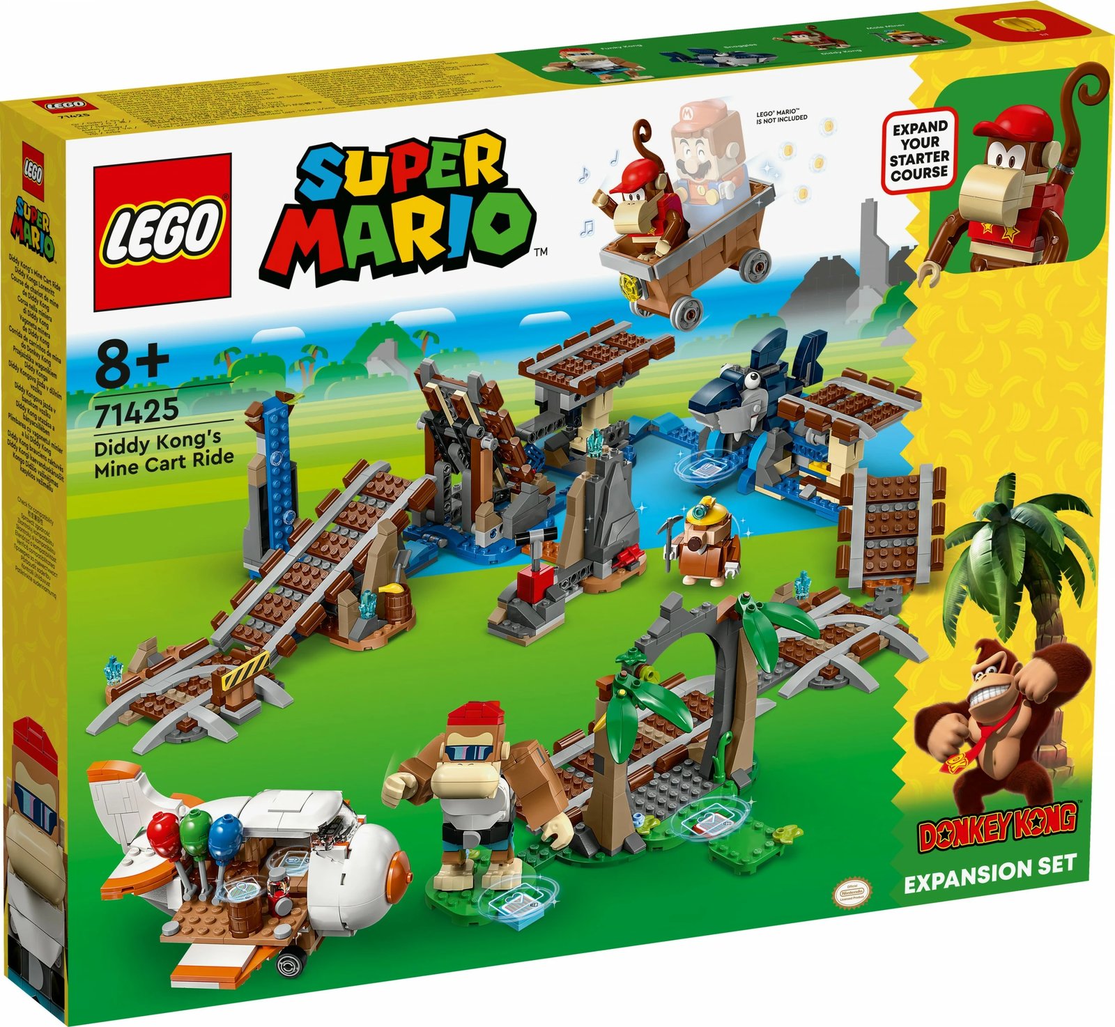 Set ndërtimi LEGO Super Mario Diddy Kong's Mine Cart Ride 71425, 1157 pjesë, shumëngjyrësh