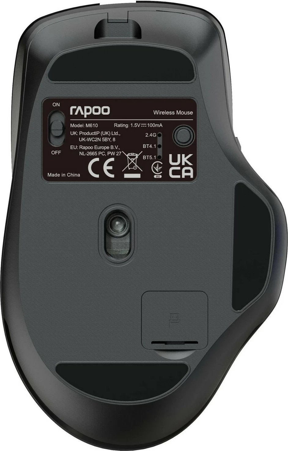 Maus ergonomik Rapoo M610, pa tela, Bluetooth/2.4 GHz, i zi