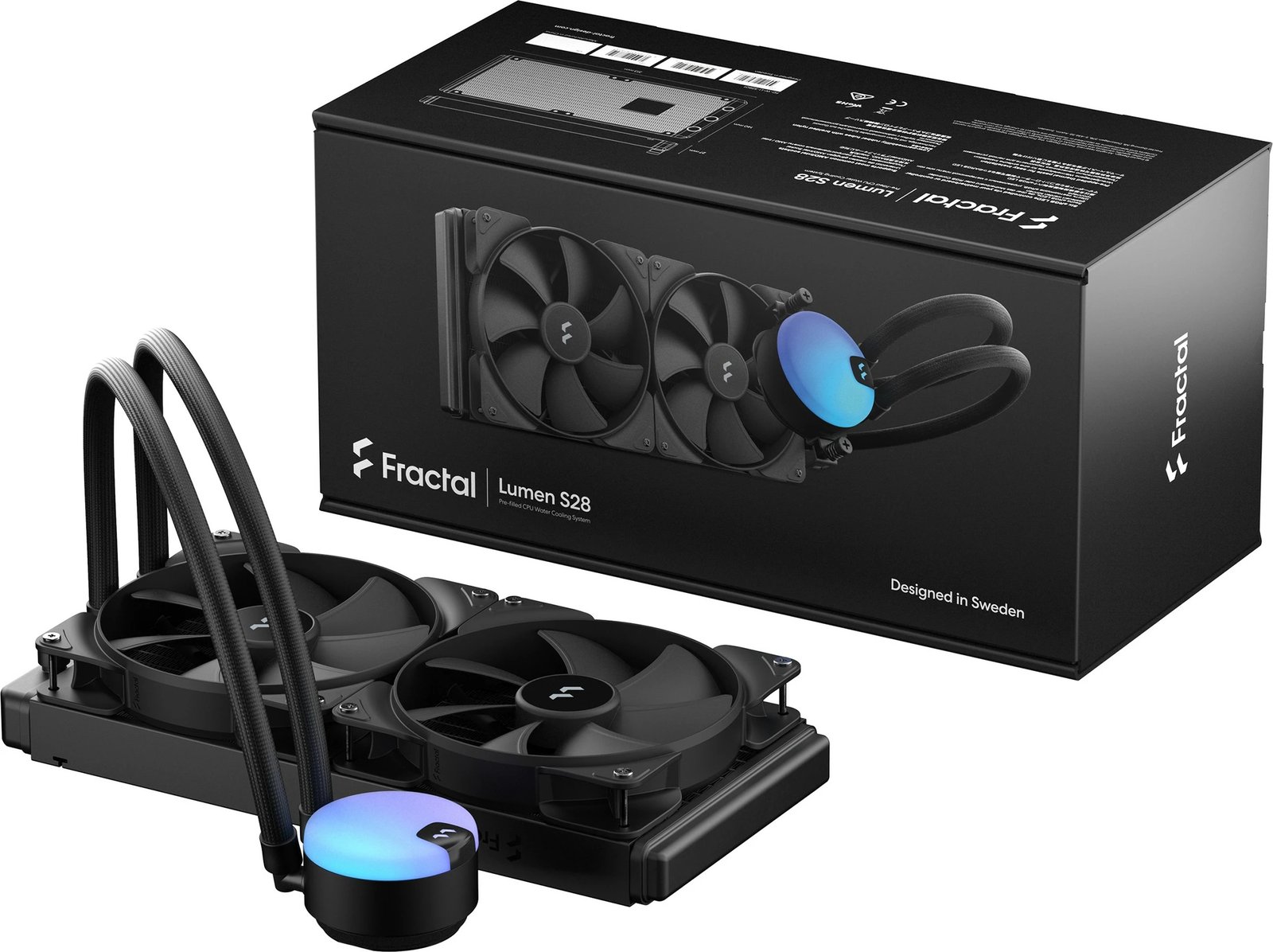 Ftohës uji Fractal Design Lumen S28 v2, 2x14cm, ARGB, i zi