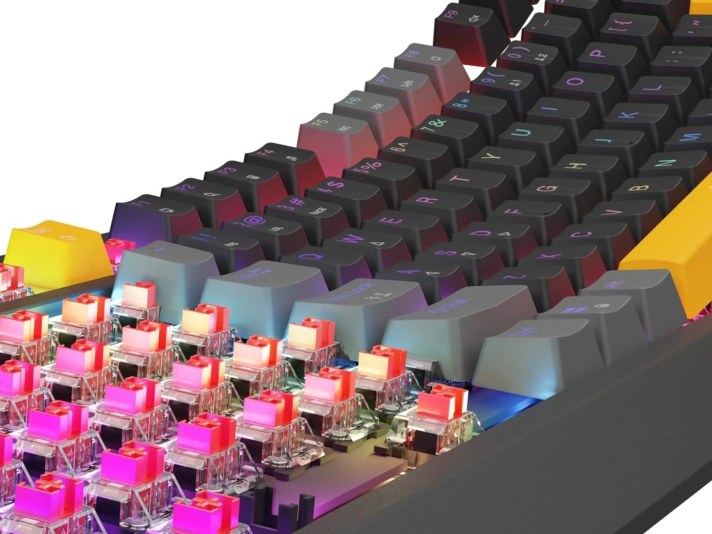 Tastierë mekanike GENESIS Thor 230 TKL, QWERTY, RGB, Wireless + Bluetooth + USB, Zezë/Gri/Portokalli