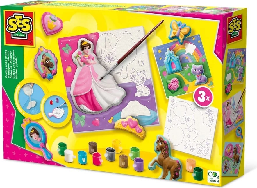 Set pikturimi dhe modelimi për fëmijë SES Creative, 3 kanavaca, shumëngjyrësh