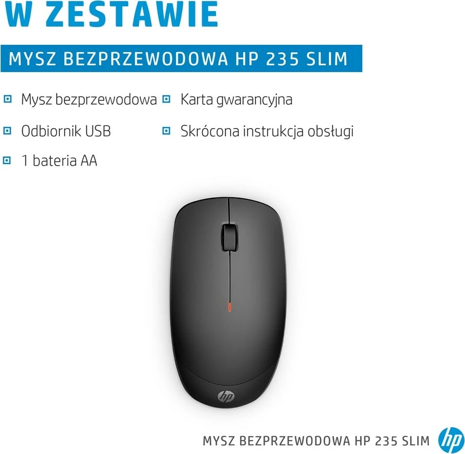 Maus wireless HP 235 Slim, USB, 1600 DPI, i zi