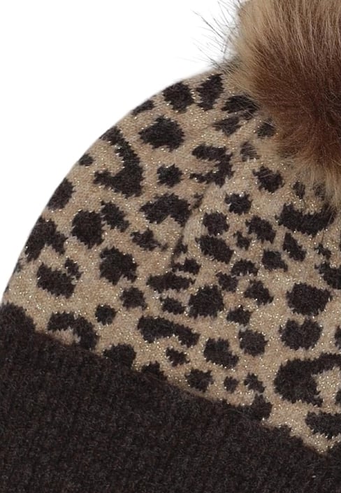 Kapelë femra Pieces, leopard, kafe