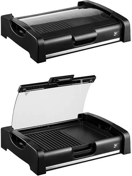 Grill elektrik Lafe GRL-003, 1650 W, pllakë jo-ngjitëse, i zi, me kapak