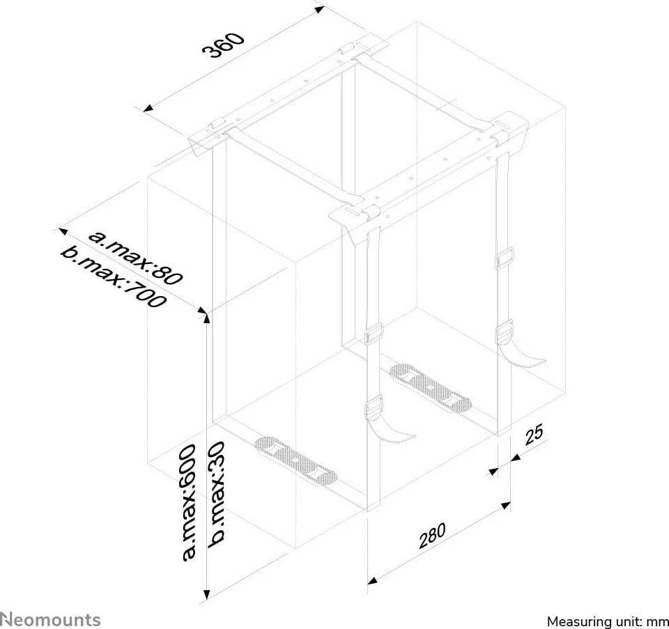 Mbajtës për kasë Newstar Neomounts CPU-D025BLACK, montim në tavolinë, çelik, i zi, 20 kg