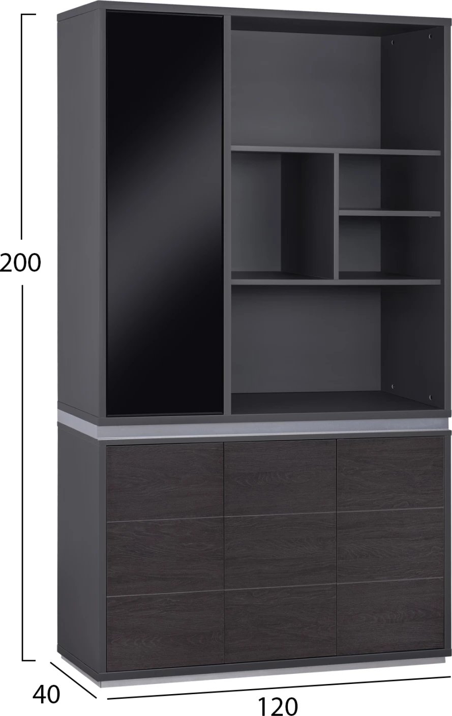 Bibliotekë profesionale për zyre, ngjyrë trëndafili, FH2091L, 120x40x200 cm