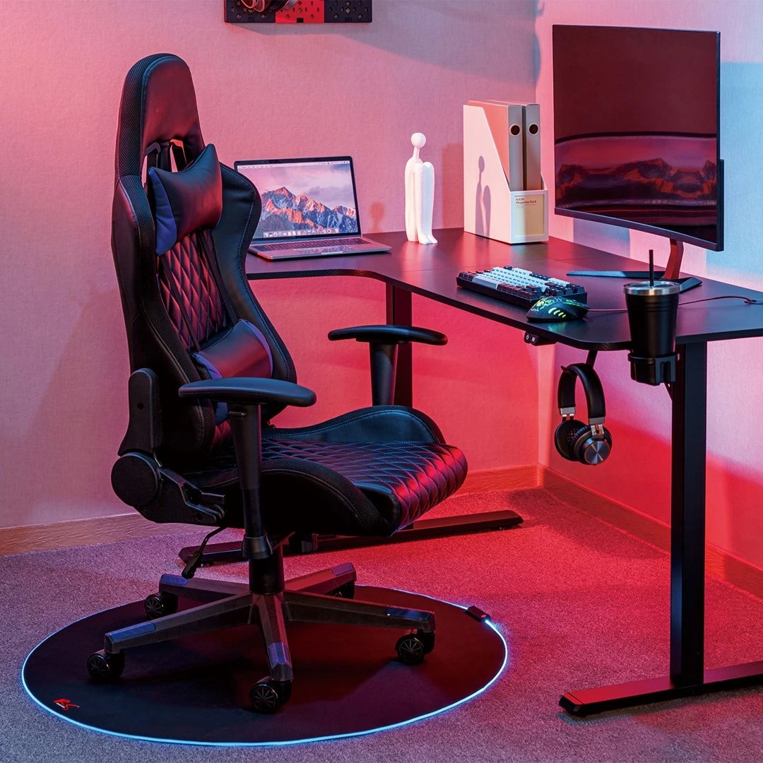 Tapet gaming NanoRS RS171 me ndriçim RGB, për karrige, 100cm, Zi