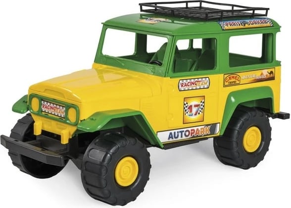Lodër makinë terreni Wader Color Cars 37092, plastike, 38 cm, e verdhë/gjelbër
