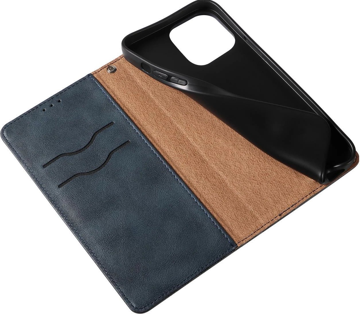 Mbështjellës Hurtel Magnet Strap Case për iPhone 12 Pro Max, me portofol dhe lanyard, Kaltër