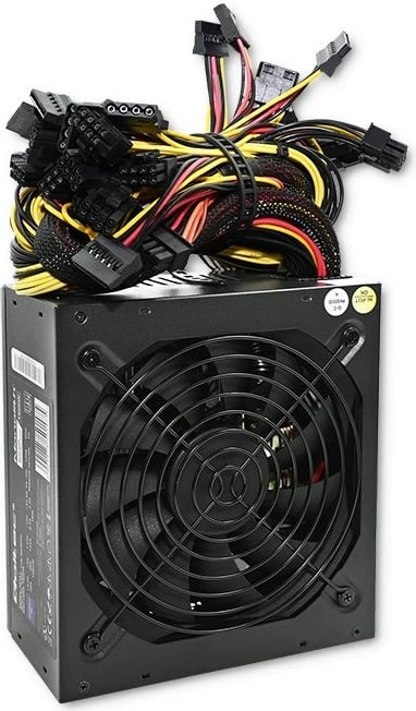 Furnizues Qoltec 50147, 1600W, 80 Plus Gold, për Bitcoin Miner, i zi