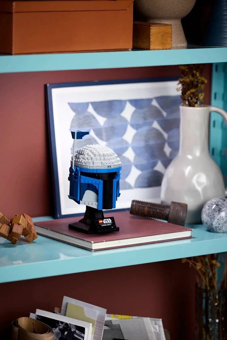 Set LEGO Star Wars Helmet Jango Fett 75408, 816 pjesë, për të rritur, blu/gri