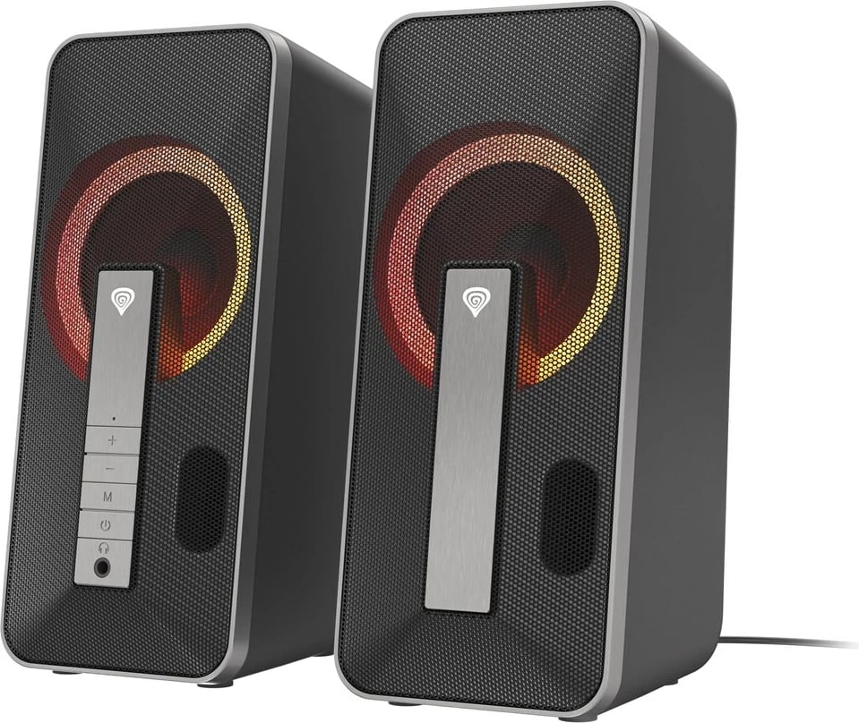 Set altoparlantësh GENESIS Helium 100 BT RGB, 10 W, PC/Laptop, i zi, argjendtë