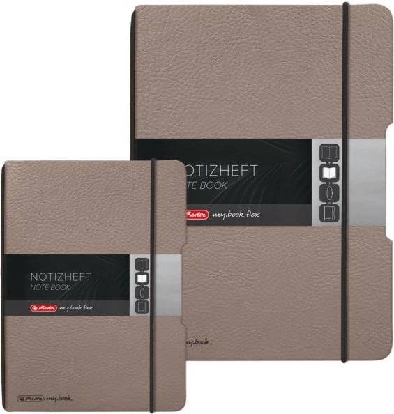 Fletore herlitz Notizheft flex A6, 40 faqe, lëkurë sintetike, taupe