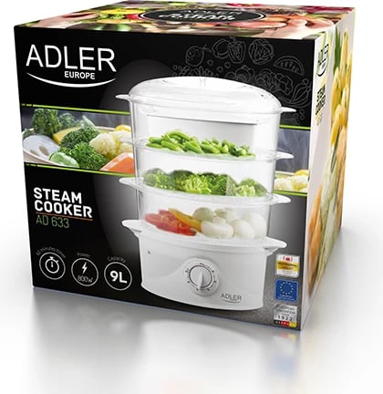 Gatues me avull elektrik, Adler AD 633, 800 W, 9 L, 3 shtresa, i bardhë