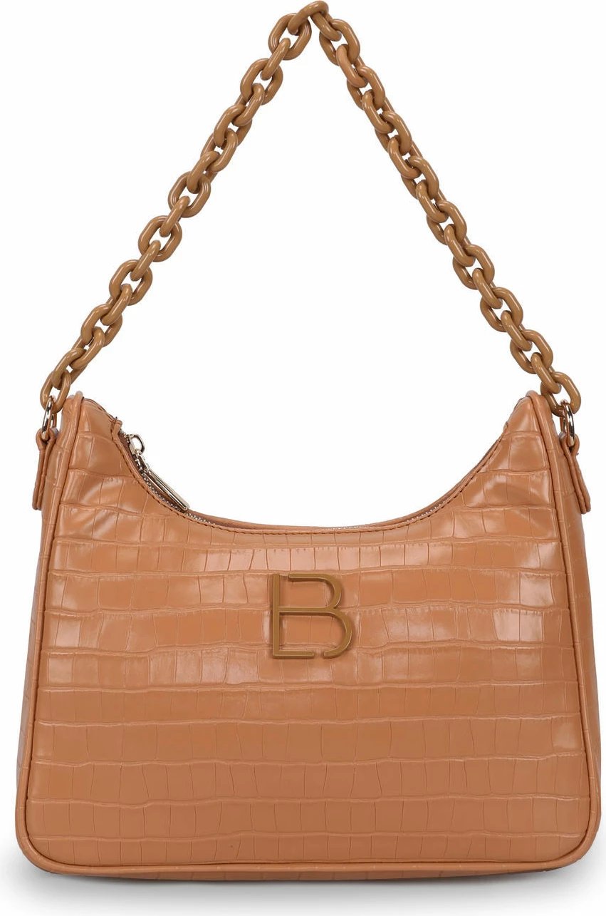 Çantë shpatulle Lucky Bees, ngjyrë tan, model Croco, 27x10x20cm