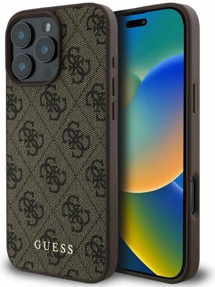 Mbështjellës Guess 4G Classic për iPhone 16 Pro, Kafe