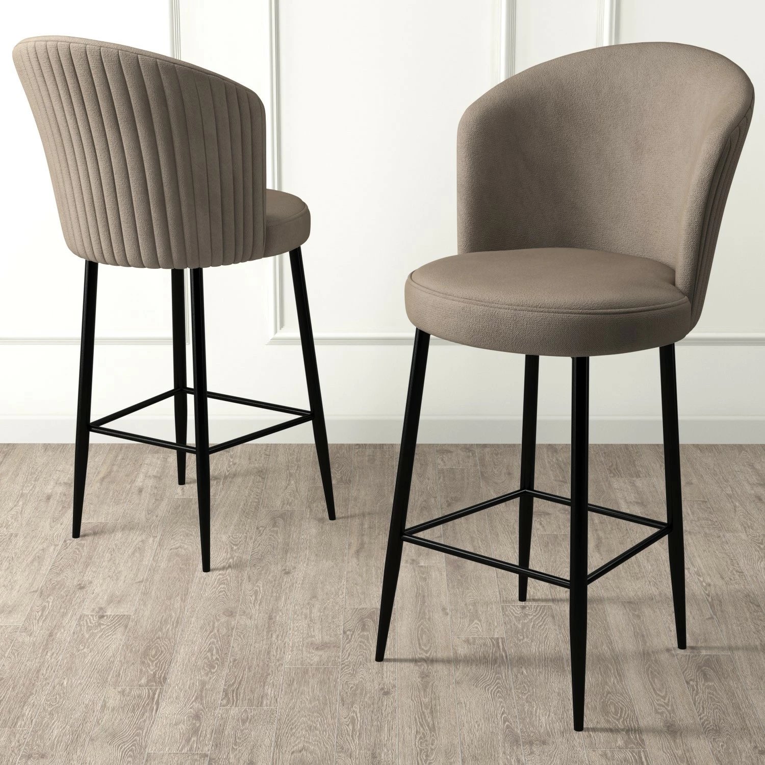 Set karrigesh për bar (4 copë), Hanah Home, Alte, kapuçino, e zezë