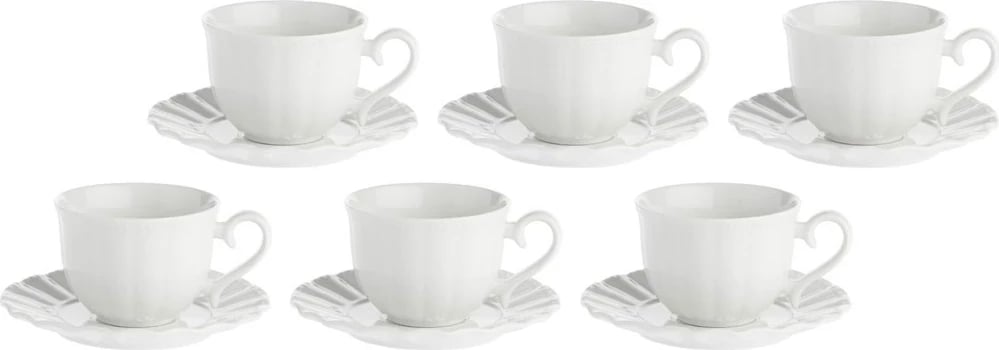 Set filxhanë çaji me pjatëz LA PORCELLANA BIANCA Ducale, 220 ml, 6 copë, Bardhë