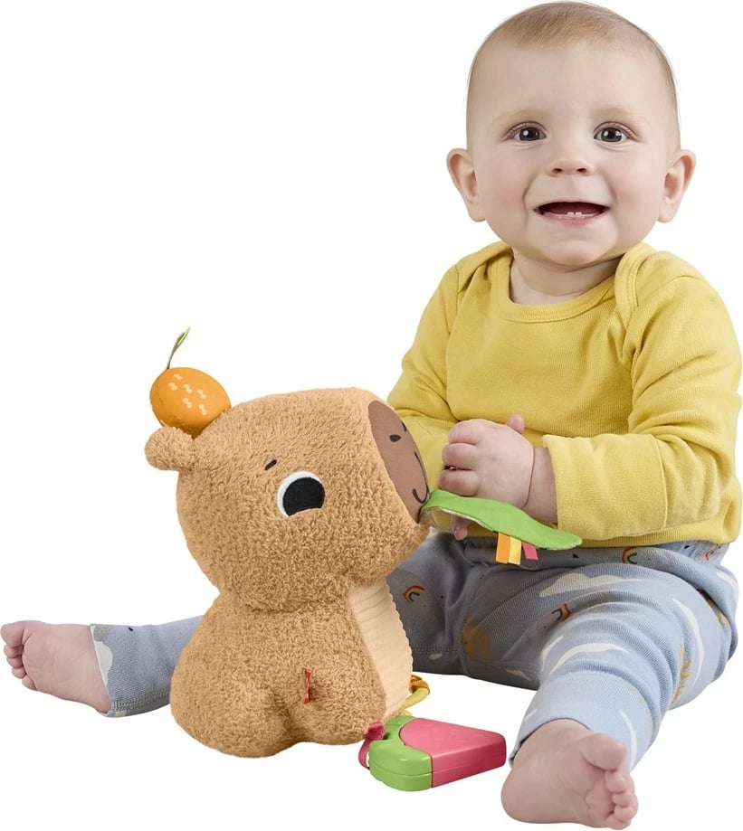 Lodër pellushi Fisher-Price Snuggly Snacky Capy, MATTEL, Bronztë