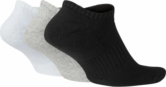 Çorape Nike për meshkuj, Everyday Cushion No Show 3Pak, të bardha/gri/të zeza
