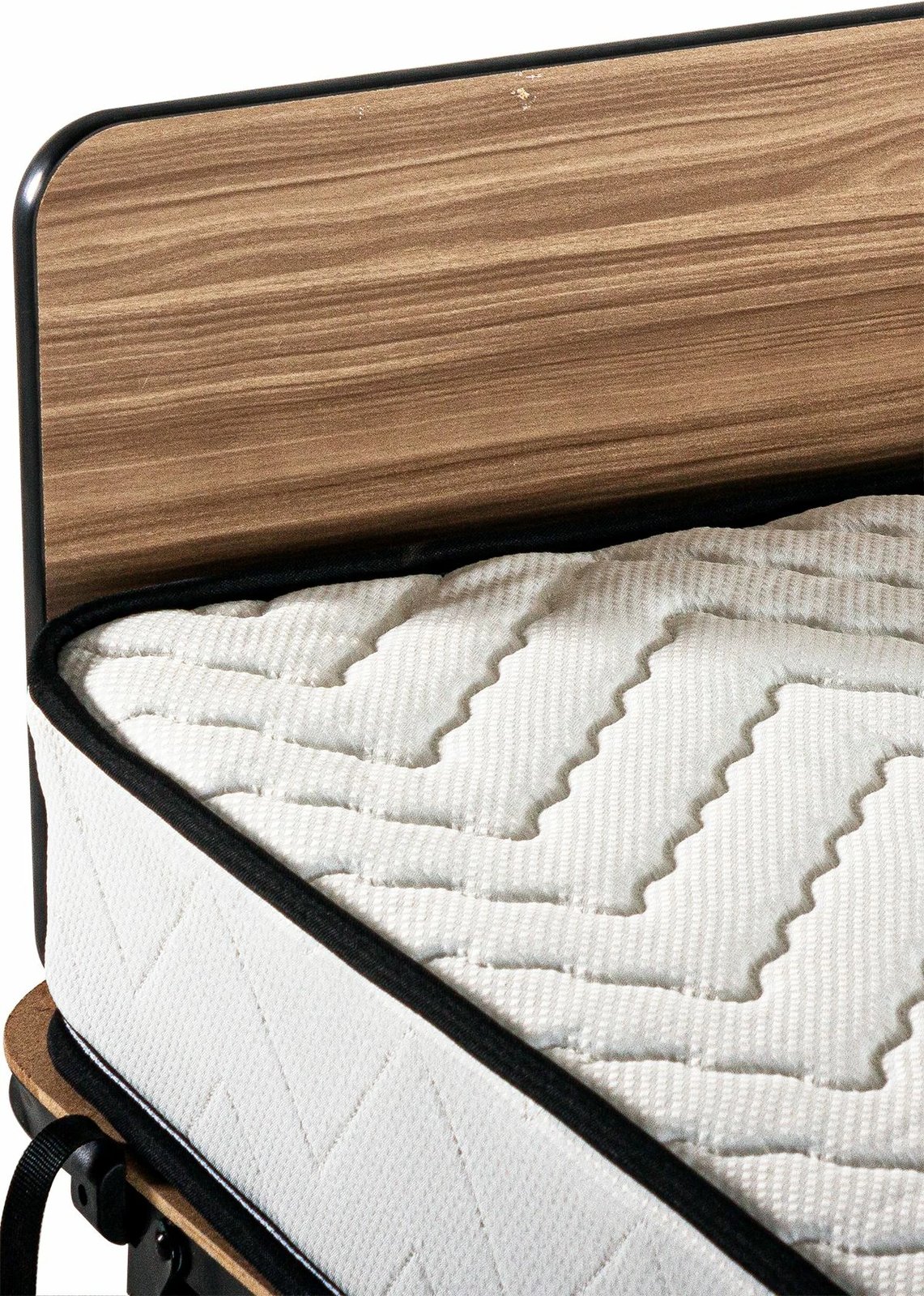 Krevat palosës Skye Decor, dyshek me susta 15cm, i bardhë dhe i zi