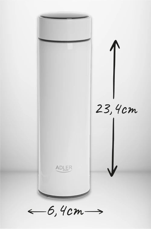 Termus, Adler, AD 4506, 473ml, ekran LED me prekje, izolim vakum, çelik inox SS304, e bardhë