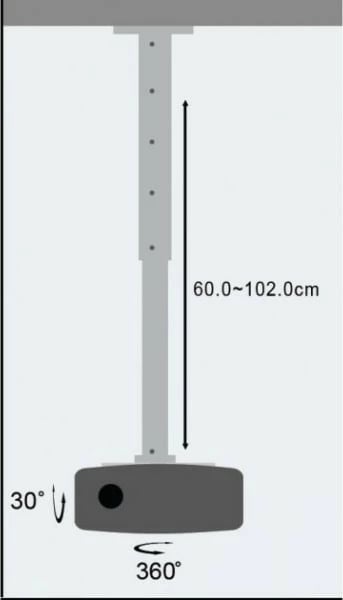 Krah tavani për projektor Techly 301566, 60-102 cm, 15 kg, Argjend