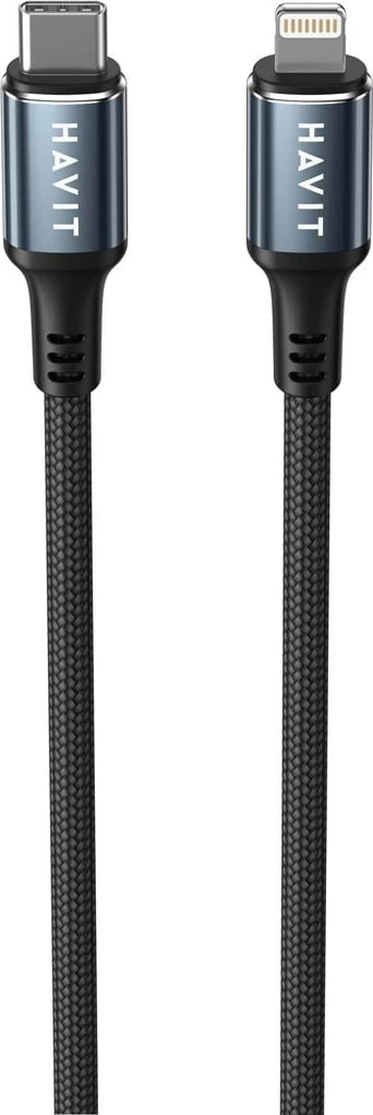 Kabllo USB Type-C në Lightning Havit CB6311, 1 m, e zezë