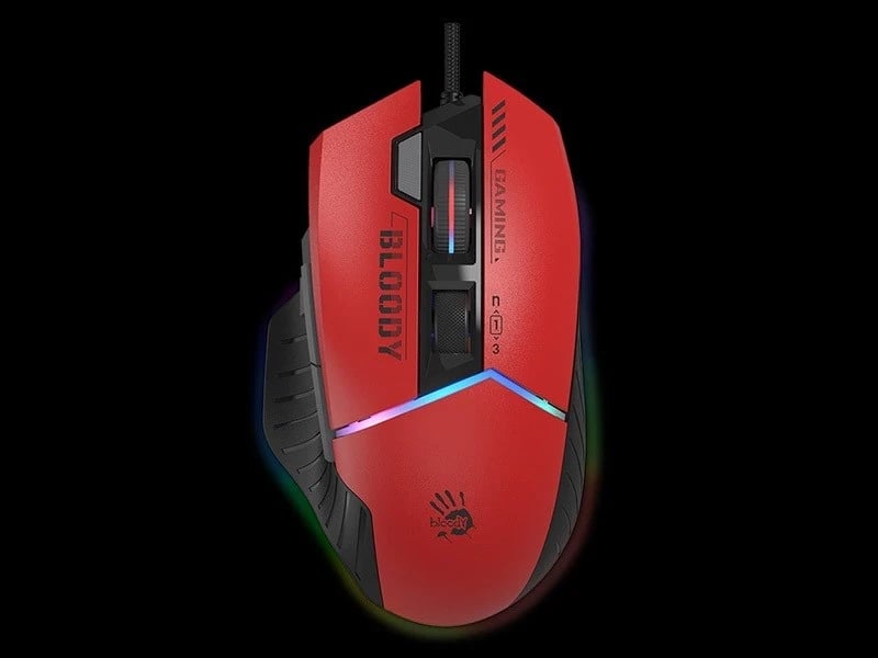 Mausi për lojëra A4tech Bloody W95Max, USB, me dritat RGB dhe ngjyrë të zeza-kuqe