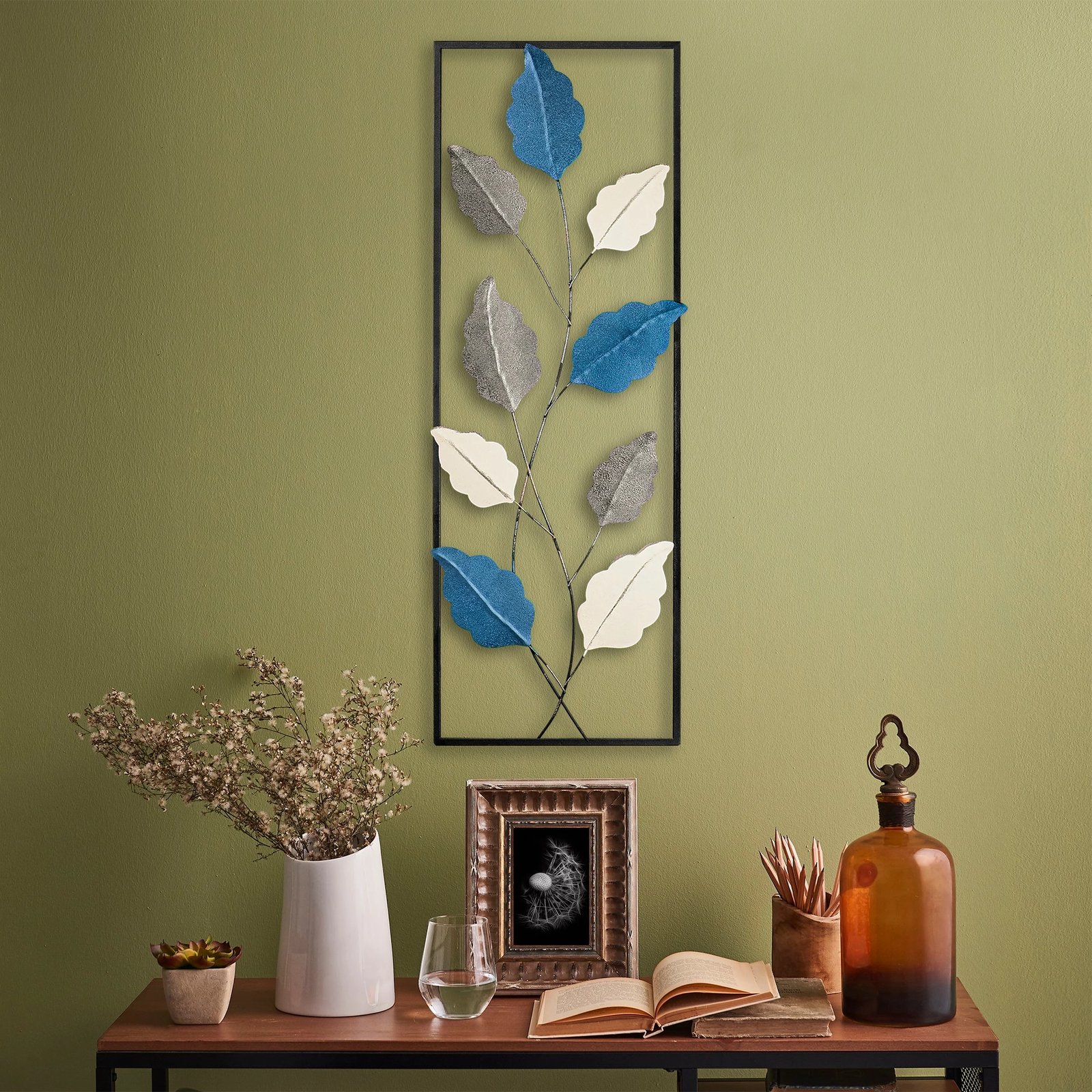 Aksesor dekorativ metalik për mur, Wallity Fagus 2, shumëngjyrësh, 32x90cm