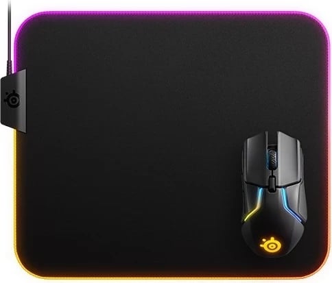 Mauspad SteelSeries QcK Prism Cloth M, me ndriçim, ngjyrë e zezë
