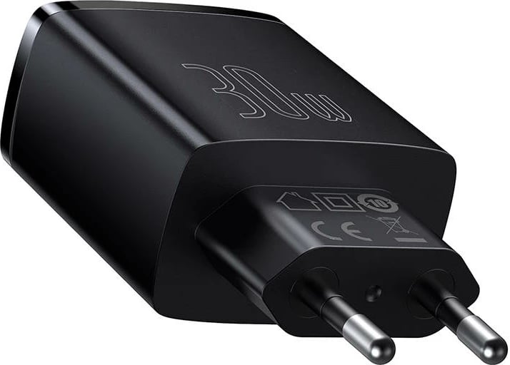 Karikues rrjeti Baseus Compact Quick Charger, 2xUSB, USB-C, 30W, i zi