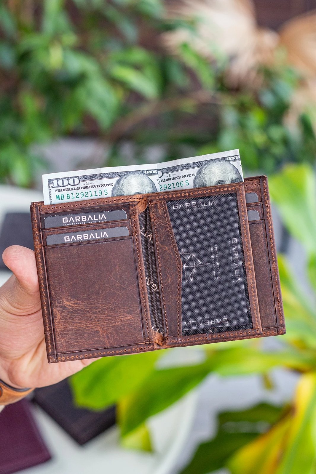 Portofol për burra, lëkurë natyrale, ngjyrë tan, Franklin Crazy