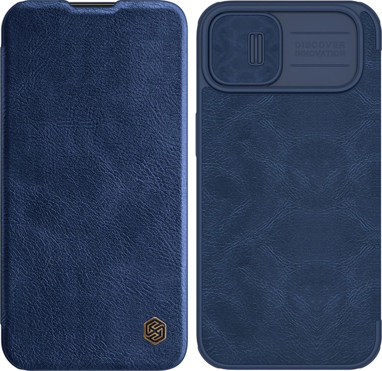 Mbështjellës Nillkin Qin Leather Pro Case për iPhone 14 Plus, me kapak dhe mbrojtje kamere, Kaltër